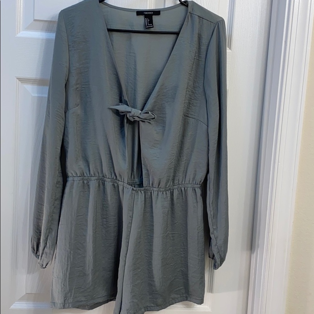 Green silk romper